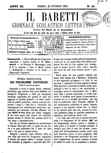 Il Baretti nuovo giornale d'istruzione