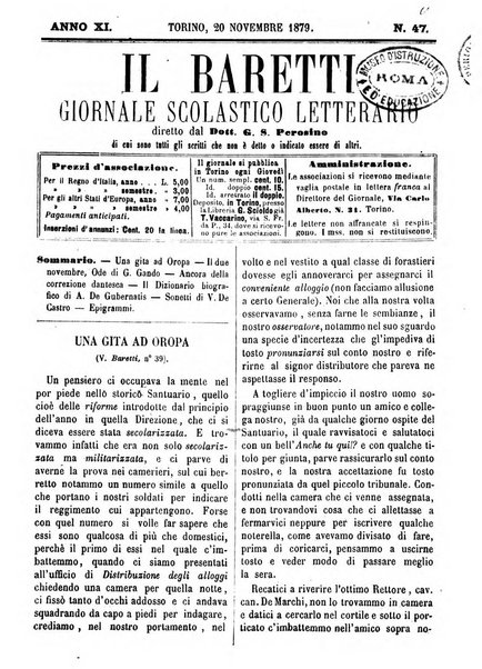 Il Baretti nuovo giornale d'istruzione