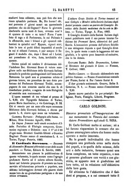 Il Baretti nuovo giornale d'istruzione