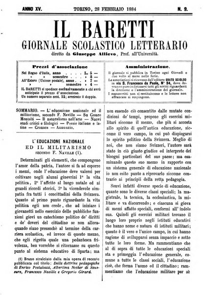 Il Baretti nuovo giornale d'istruzione