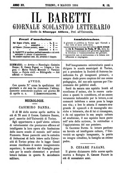 Il Baretti nuovo giornale d'istruzione