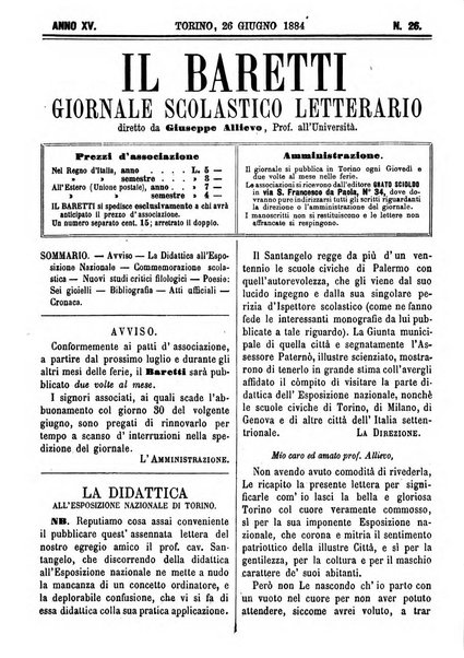 Il Baretti nuovo giornale d'istruzione