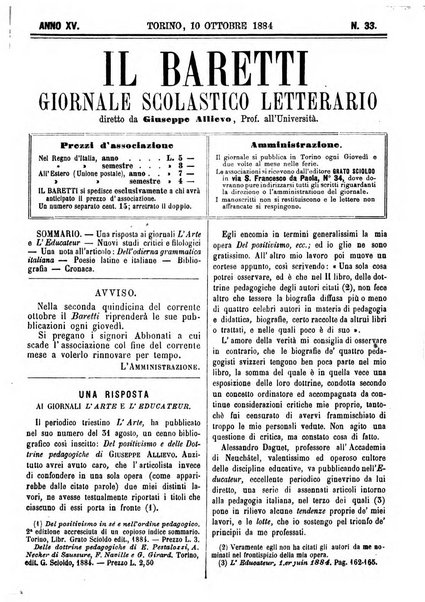 Il Baretti nuovo giornale d'istruzione