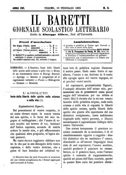 Il Baretti nuovo giornale d'istruzione