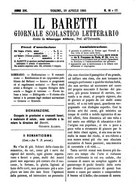 Il Baretti nuovo giornale d'istruzione