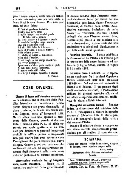 Il Baretti nuovo giornale d'istruzione