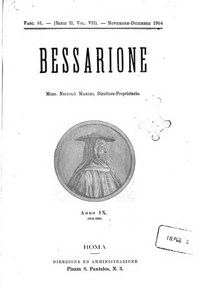 Bessarione pubblicazione periodica di studi orientali