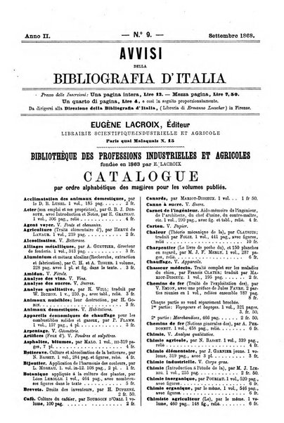 Bibliografia d'Italia compilata sui documenti comunicati dal Ministero dell'istruzione pubblica