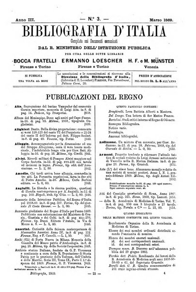 Bibliografia d'Italia compilata sui documenti comunicati dal Ministero dell'istruzione pubblica