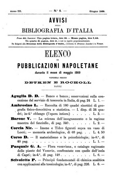 Bibliografia d'Italia compilata sui documenti comunicati dal Ministero dell'istruzione pubblica