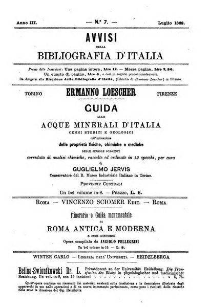 Bibliografia d'Italia compilata sui documenti comunicati dal Ministero dell'istruzione pubblica