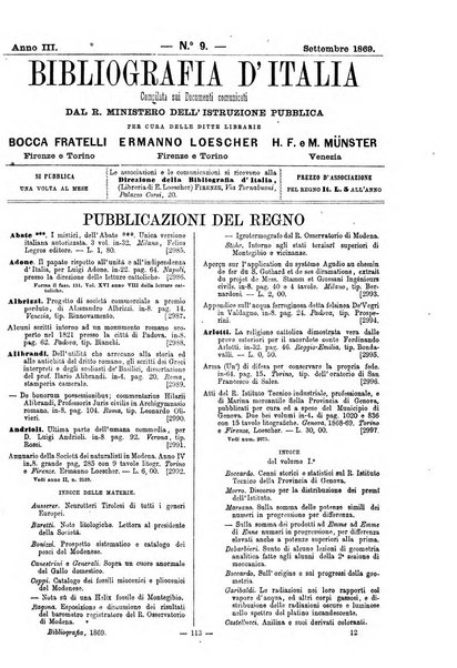 Bibliografia d'Italia compilata sui documenti comunicati dal Ministero dell'istruzione pubblica