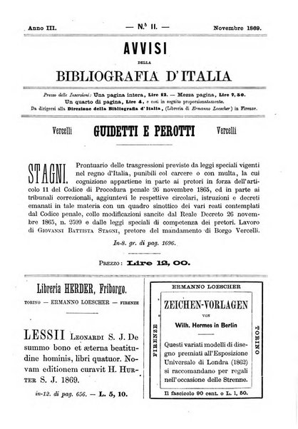 Bibliografia d'Italia compilata sui documenti comunicati dal Ministero dell'istruzione pubblica