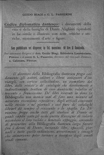 Bibliografia dantesca rassegna bibliografica degli studi intorno a Dante, al trecento e a cose francescane