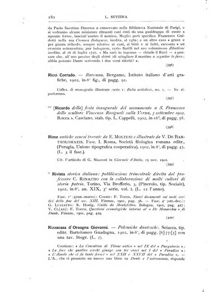 Bibliografia dantesca rassegna bibliografica degli studi intorno a Dante, al trecento e a cose francescane