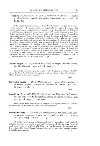 Bibliografia dantesca rassegna bibliografica degli studi intorno a Dante, al trecento e a cose francescane