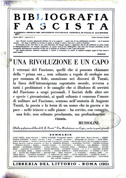 Bibliografia fascista rassegna mensile del movimento culturale fascista in Italia e all'estero