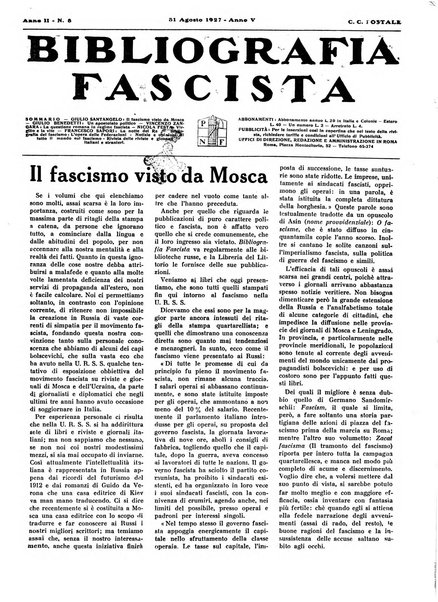 Bibliografia fascista rassegna mensile del movimento culturale fascista in Italia e all'estero