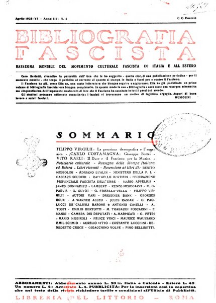 Bibliografia fascista rassegna mensile del movimento culturale fascista in Italia e all'estero