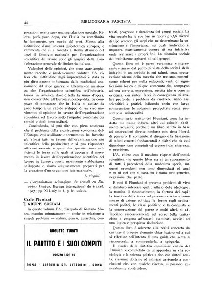 Bibliografia fascista rassegna mensile del movimento culturale fascista in Italia e all'estero