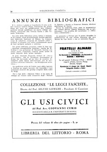 Bibliografia fascista rassegna mensile del movimento culturale fascista in Italia e all'estero