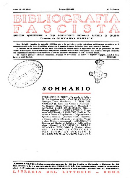 Bibliografia fascista rassegna mensile del movimento culturale fascista in Italia e all'estero