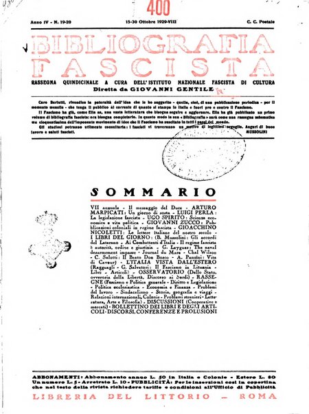 Bibliografia fascista rassegna mensile del movimento culturale fascista in Italia e all'estero