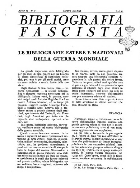 Bibliografia fascista rassegna mensile del movimento culturale fascista in Italia e all'estero