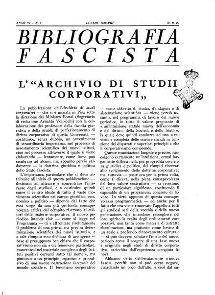 Bibliografia fascista rassegna mensile del movimento culturale fascista in Italia e all'estero