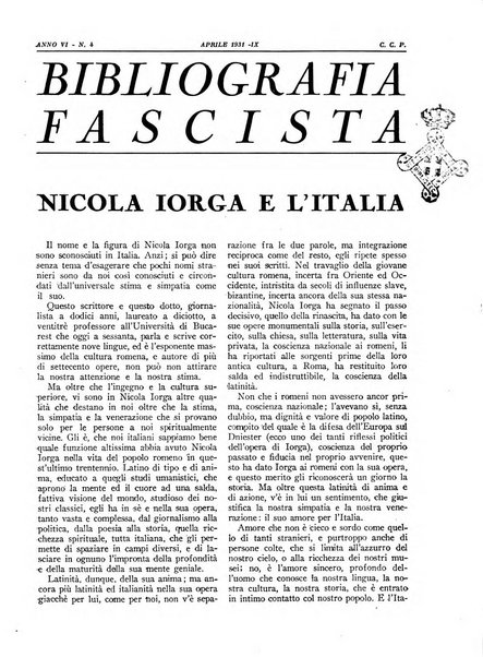 Bibliografia fascista rassegna mensile del movimento culturale fascista in Italia e all'estero