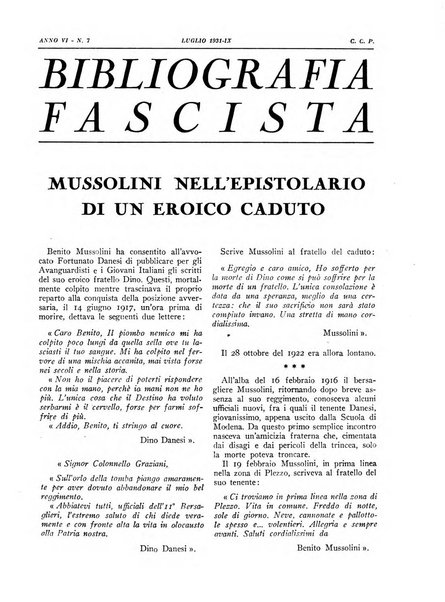 Bibliografia fascista rassegna mensile del movimento culturale fascista in Italia e all'estero