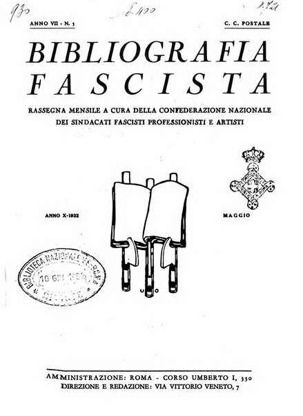 Bibliografia fascista rassegna mensile del movimento culturale fascista in Italia e all'estero