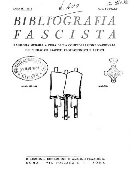 Bibliografia fascista rassegna mensile del movimento culturale fascista in Italia e all'estero