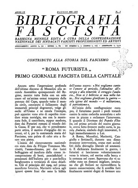 Bibliografia fascista rassegna mensile del movimento culturale fascista in Italia e all'estero