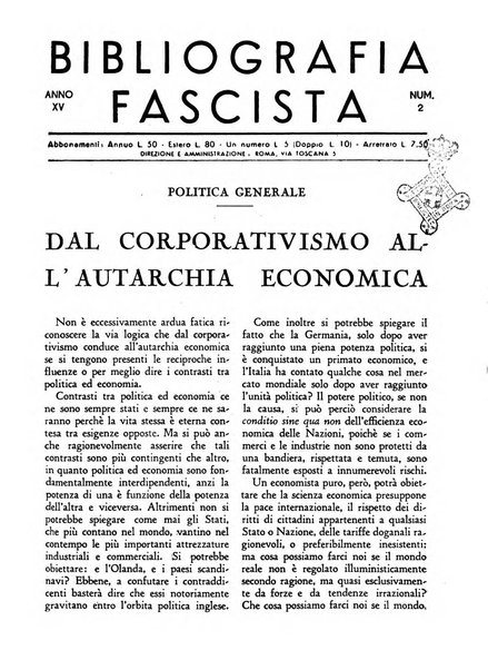 Bibliografia fascista rassegna mensile del movimento culturale fascista in Italia e all'estero