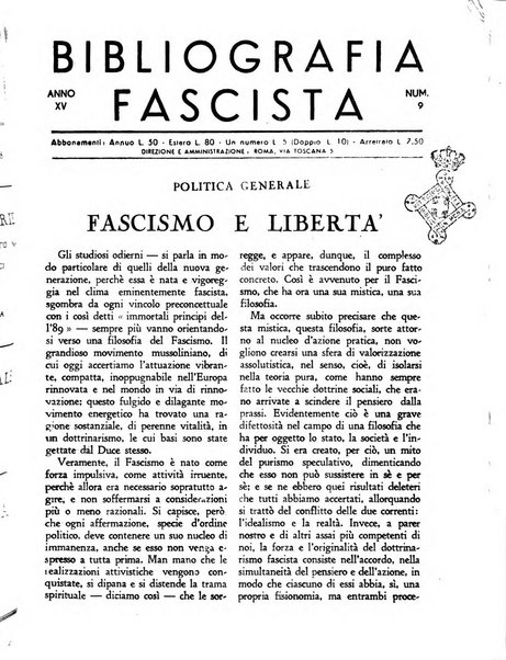 Bibliografia fascista rassegna mensile del movimento culturale fascista in Italia e all'estero