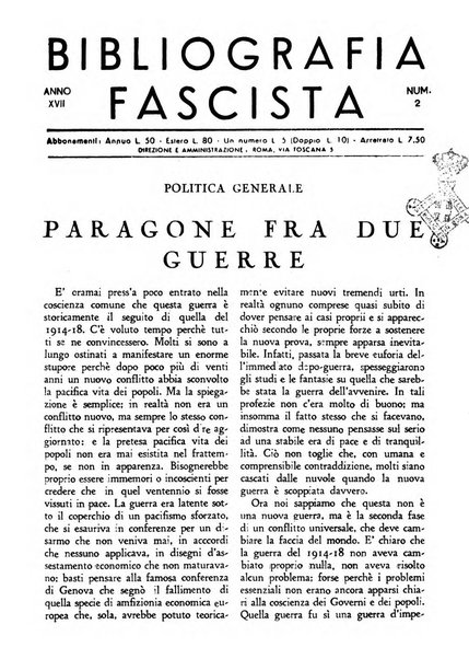 Bibliografia fascista rassegna mensile del movimento culturale fascista in Italia e all'estero