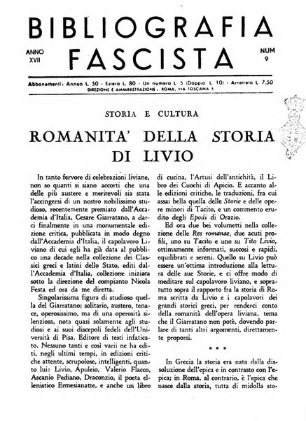 Bibliografia fascista rassegna mensile del movimento culturale fascista in Italia e all'estero