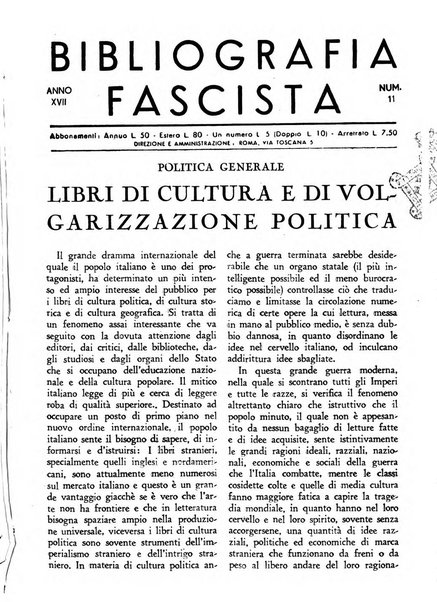 Bibliografia fascista rassegna mensile del movimento culturale fascista in Italia e all'estero