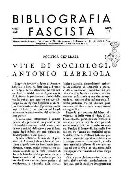 Bibliografia fascista rassegna mensile del movimento culturale fascista in Italia e all'estero