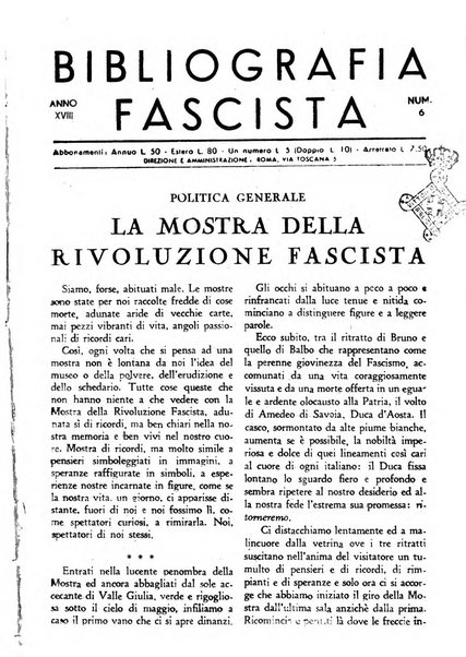 Bibliografia fascista rassegna mensile del movimento culturale fascista in Italia e all'estero