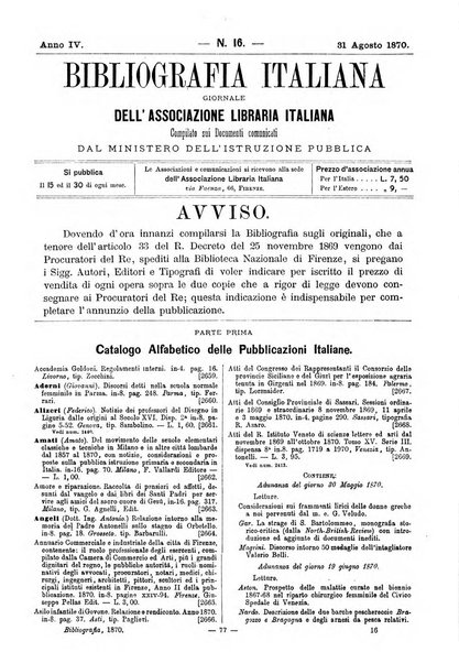 Bibliografia italiana giornale dell'Associazione libraria italiana