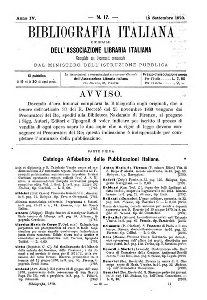 Bibliografia italiana giornale dell'Associazione libraria italiana