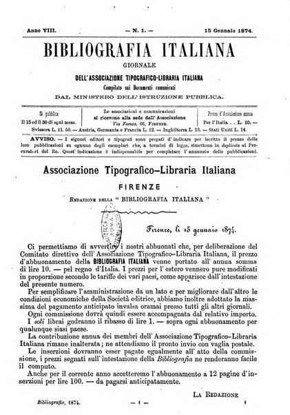 Bibliografia italiana giornale dell'Associazione libraria italiana