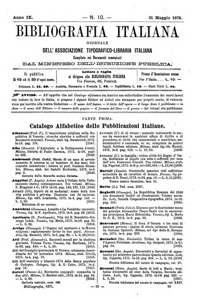 Bibliografia italiana giornale dell'Associazione libraria italiana