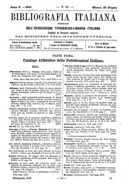 Bibliografia italiana giornale dell'Associazione libraria italiana