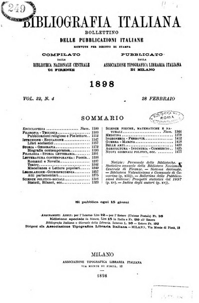 Bibliografia italiana giornale dell'Associazione libraria italiana