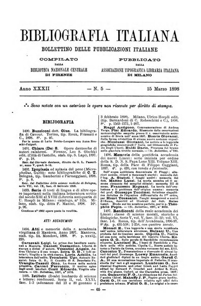 Bibliografia italiana giornale dell'Associazione libraria italiana