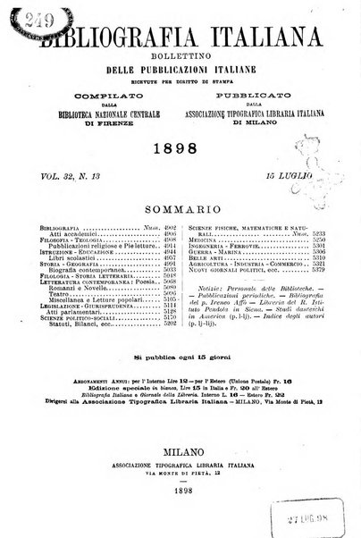 Bibliografia italiana giornale dell'Associazione libraria italiana