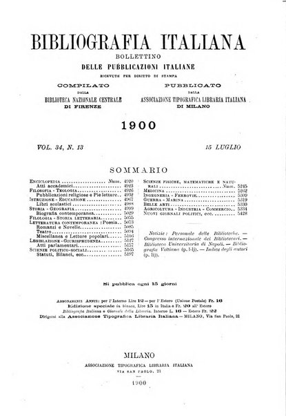 Bibliografia italiana giornale dell'Associazione libraria italiana